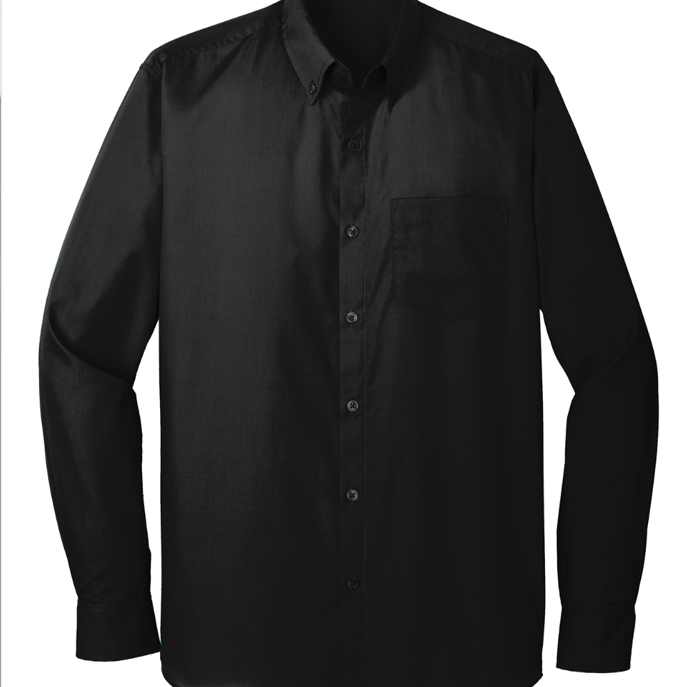 Poplin Shirt Long Sleeve  - BLACK - Male Cut